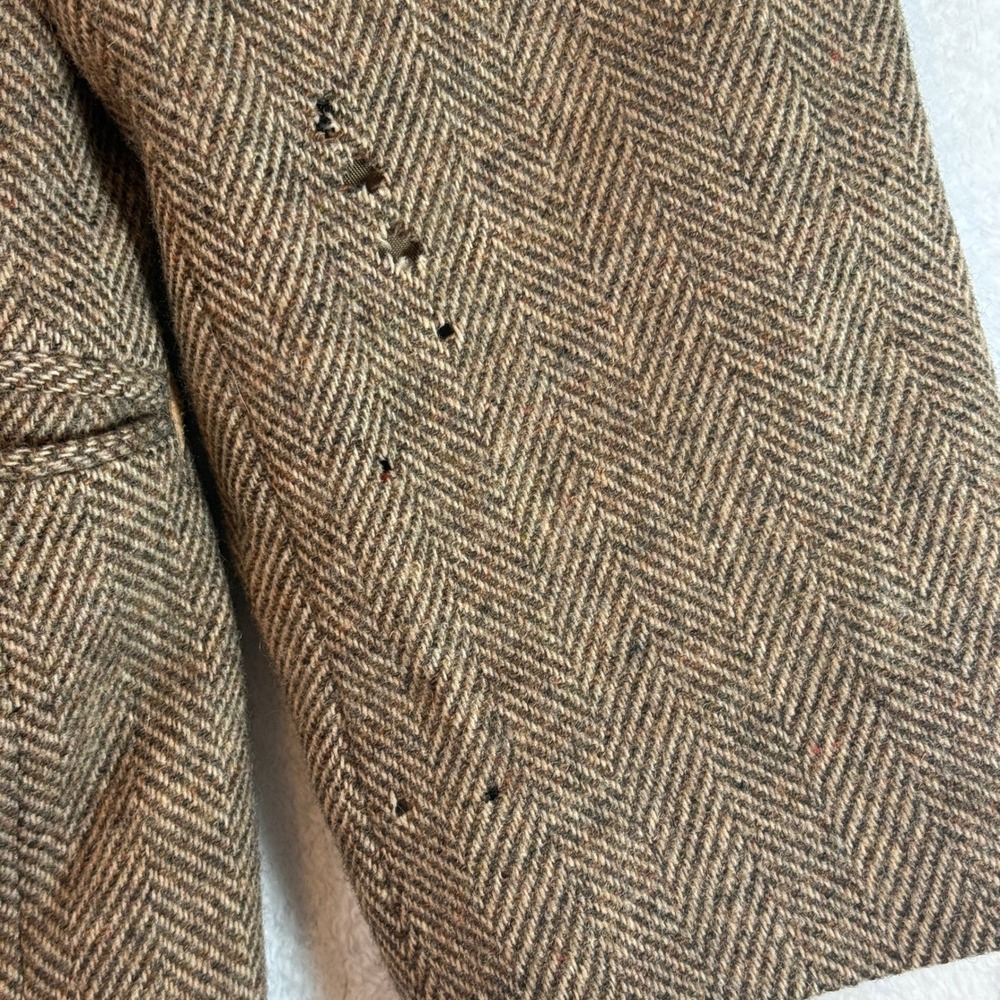 Vintage Pendleton High Grade Western Wear Wool Herringbone Blazer Brown READ - Picture 6 of 16
